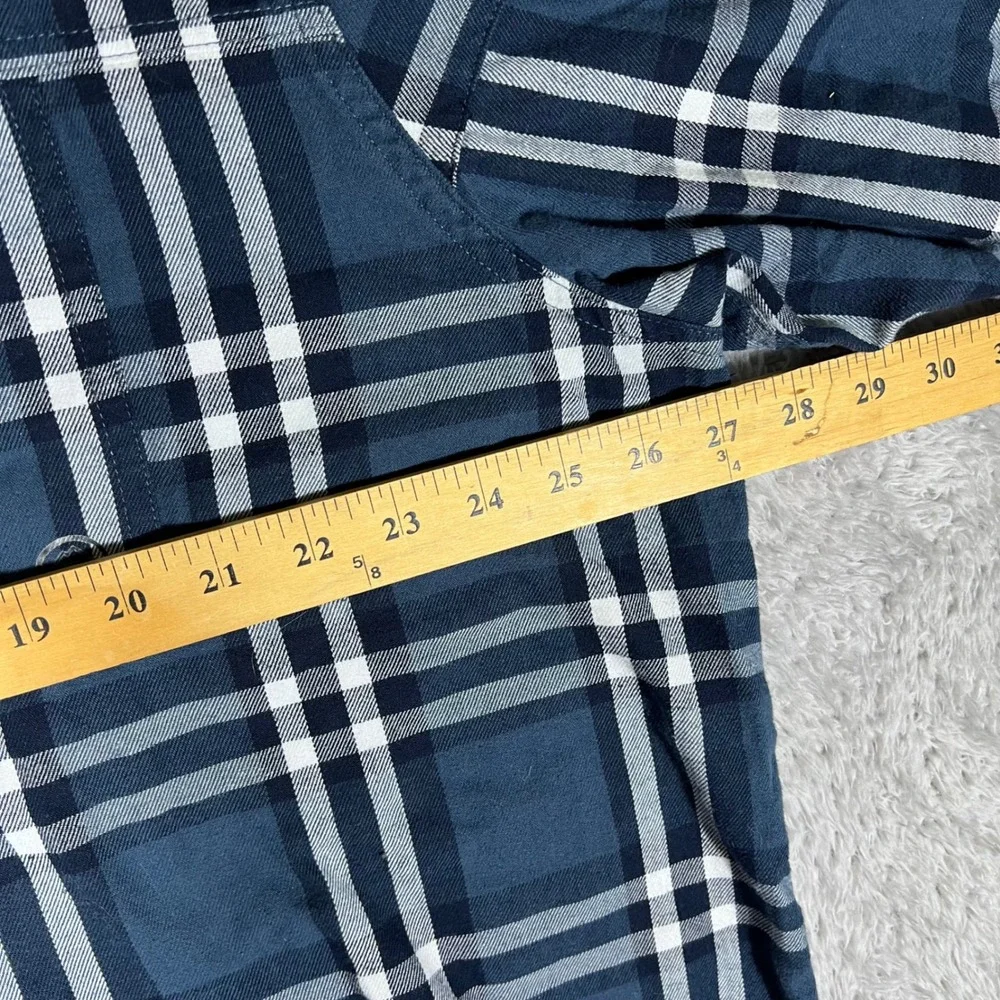 ATG Wrangler Mens 2XL Blue Plaid Flannel Shirt Elbow Patches Outdoor Utility
